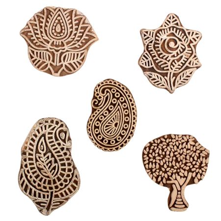 Set of 5 Piece New Mix Wooden Printing Block